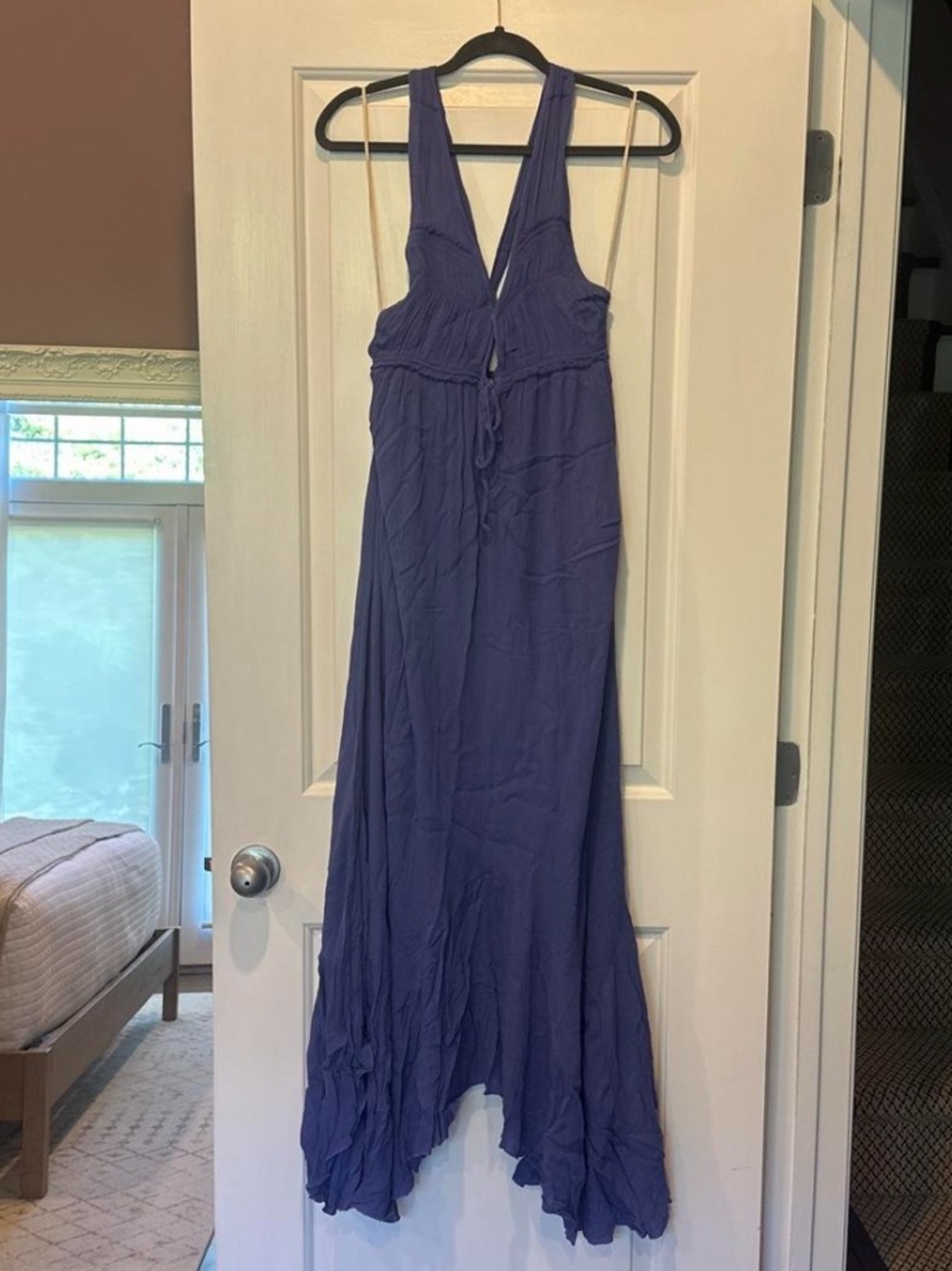 Free People Ruffled Hem Maxi Dress in Deep Purple